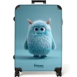 NoBoringSuitcases.com© Kinderkoffer Blaues Monster auf blauem Hintergrund 77 cm - 98 L, 8 Rollen, Großer Reisetasche mit Rollen für 30kg, Kinderkoffer blau|bunt 51.5 cm x 77 cm x 28 cm