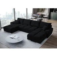 bromarkt Ecksofa NUBES Schlaffunktion Bettkasten U-Form 372x184x85cm Graphit - Dunkelgrau