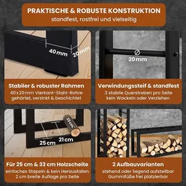 black-oak Kaminholzregal JACK Metall 100 x 40 x 25 cm Schwarz