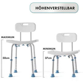 Karat Duschhocker Jonah Höhenverstellbar mit Rückenlehne weiß