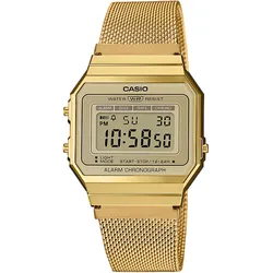 Chronograph CASIO VINTAGE, gold (goldfarben, gelbgoldfarben), Armbanduhren, Damen, Quarzuhr, Armbanduhr,Damenuhr,Herrenuhr,Digitaluhr, Edelstahlarmband