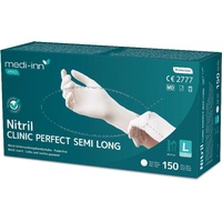 Medi-Inn Clinic-Perfect Semi Long Nitril-Einmalhandschuhe, puderfrei, weiß L; 1 x 150 Stück)