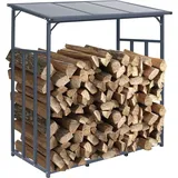 GRASEKAMP Kaminholzregal Stahl 185 x 70 x 170/185 cm grau