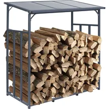 GRASEKAMP Kaminholzregal Stahl 185 x 70 x 170/185 cm grau