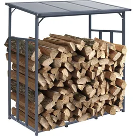 GRASEKAMP Kaminholzregal Stahl 185 x 70 x 170/185 cm grau
