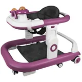 3 in 1 Lauflernhilfe Babywalker Spiel- und Lauflernwagen Gehfrei Babywippe mit Musik,Fußpolstern,Klappbar Laufhilfe babys ab 6 Monaten Lila - Lila
