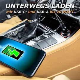 PEDEA KFZ-Schnellladegerät 20W 12-24V USB-C/USB-A Silber