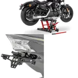 Set: Hebebühne Midlift L passend für Chopper / Custombike bis 680 kg rot ConStands mit Kennzeichenhalter NH2 mit LED Beleuchtung CB38647