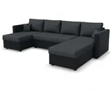 VitaliSpa Sofa, Schwarz, Grau, Holz, U-Form,Rechteckig, 290x61x185 cm, Wohnzimmer, Sofas & Couches, Schlafsofas
