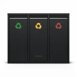 Klarstein Ordnungshüter 3 Mülleimer 45 Liter 3 Eimer Recycling Wandinstallation Schwarz