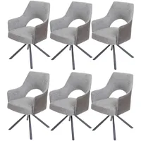 Mendler 6er-Set Esszimmerstuhl HWC-K30, Küchenstuhl Lehnstuhl, drehbar Auto-Position, Stoff/Textil