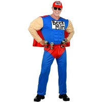 WIDMANN MILANO PARTY FASHION "SUPER BEER MAN" (muscle overalls with cape, can holster belt, cap) - (XL)