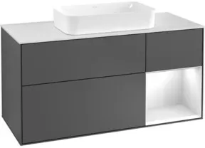 V&B Waschtischunterschrank Wandbeleuchtung Finion 120cm, Pl w m, Rg r g w Lac, si Gr m Lac