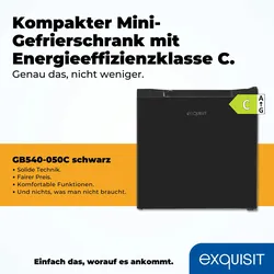 Exquisit Mini-Gefrierschrank, Tiefkühlschrank, 31 Liter, 4-Sterne-Gefrierfach, Energieklasse C, klein und kompakt, GB540-050C schwarz