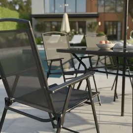 Oviala Gartenmöbel Set Tisch und 6 Klappstühle grau