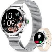 Smartwatch Damen mit Telefonfunktion, 1.1" Touchscreen Armbanduhr mit 110+Sportmodi Pulsuhr SpO2 Schlafmonitor Menstruationszyklus,Android IOS