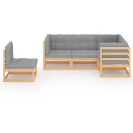 vidaXL Garten-Lounge-Set 5-tlg. grau Kiefer