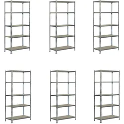 SimonRack Pack mit  Maderclick Metallregalen ohne Schrauben.  5 Ebene.  Farbe verzinkt/Holz.  1800x800x400 mm