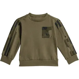 adidas Seasonal Essentials Camo Fleece Jogginganzug Olive Strata/Black 86