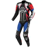 Arlen Ness Conquest 1-Teiler Motorrad Lederkombi, schwarz-weiss-rot-blau, Größe 48 für Männer