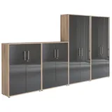moebel-dich-auf Aktenschrank OFFICE EDITION (Set 54, 2x Aktenschrank niedrig + 2x Aktenschrank hoch) abschließbar, Metallgriffe beige
