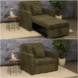 MCW Schlafsessel MCW-L90, Klappsessel Gästebett Relaxsessel, Liegefläche 200x100cm Stoff/Textil Cord ~ grün