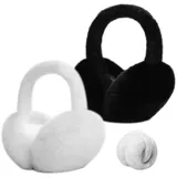 ZOYDP 2 Stück Ohrenwärmer Faltbar, Ohrwärmer Erwachsene Winter, Plüsch Ohrenschützer, Earmuffs Weiche Unisex, Warme Kälteschutz Ear Warmers für Damen Herren Outdoor