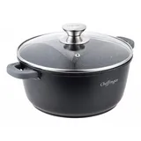 Cheffinger Induktionstopf Antihaftbeschichtet Marmoreffekt Ø28cm mit Deckel, Schwarz