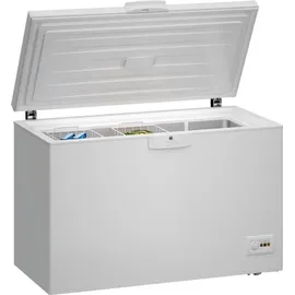 Beko HSM27050 Gefriertruhe, Kühltruhe, 284 l Nutzvolumen, 2 Gefriergutkörbe, Temperaturalarm, abschließbar, LED-Anzeigesystem, Innenbeleuchtung, 36 db(A), Transportrollen, Weiß