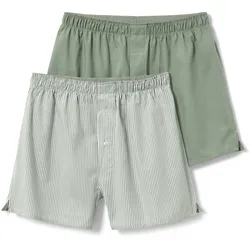 Tchibo - 2 Webboxershorts - Herren - Gr. M/5 - olivgrün/gestreift