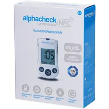 Berger Med Gmbh Alphacheck Professional Blutzuckermessgerät mg/dl inkl Teststreifen, Lanz., Etui