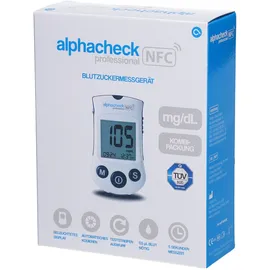 Berger Med Gmbh Alphacheck Professional Blutzuckermessgerät mg/dl inkl Teststreifen, Lanz., Etui