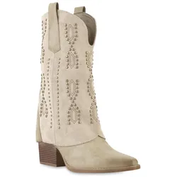 Damen Cowboystiefel in Beige