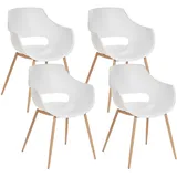 Beliani Esszimmerstuhl 4er Set Kunststoff Eisen Holzoptik weiß moderner Stil Millers