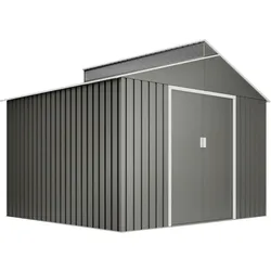 WASABI Hoggar - Gartenhaus Metall 7,25m2 Latte – Geräteschuppen mit Polycarbonat-Oberlicht – 282x257x222 - Doppelschiebetür – Wetterfest – Aufbewahrung