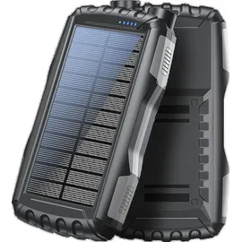 Denver PSO-20010 MK2 Solar Powerbank 20000 mAh Anthrazit Taschenlampe, Statusanzeige