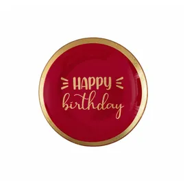 Giftcompany Gift Company Glasteller Love Plates Happy Birthday M, rund, Dekoteller, Schale, Glas, Pink, 13 cm, 1061604013