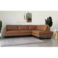 PLACES OF STYLE Ecksofa »Pinto, 290 cm, Ottomane links / rechts«, Cord, Feincord, Luxus-Microfaser Leder und Chenille braun