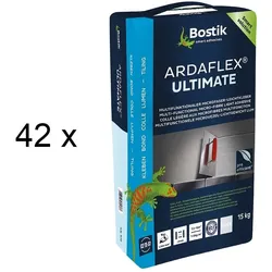 42 x Bostik Ardaflex Ultimate Microfaser Leicht Fliesenkleber-Dünnbettmörtel 15kg Sack