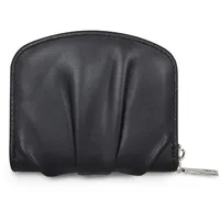 AfitLulu Geldbörse Damen Kleines Portemonnaie Damen Plissee mit 4 Kartenschlitzen & 2 Fächern, Geldbeutel Damen PU-Leder Portmonee Damen Weiches Brieftasche Damen mit Reißverschluss (Schwarz)