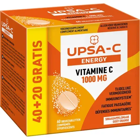 UPSA-C Energy Vitamin C 1000mg Orangengeschmack 60 Brausetabletten