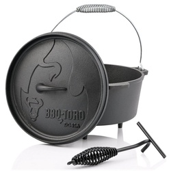 BBQ-Toro Grilltopf Dutch Oven DO45A, 3,1 L Alpha Gusseisen Kochtopf, Gusstopf, Gusseisen (3-tlg) schwarz 3.10 l