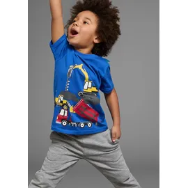 Kidsworld T-Shirt "mit coolen BAUMASCHINEN Print", Jungen, Gr. 128/134, blau, Single Jersey, Obermaterial: 100% Baumwolle, bedruckt, Basic, Rundhals, Shirts T-Shirt, Kurzarm, Basic-Passform, bedruckt, Rundhalsausschnitt