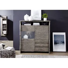 MASSIVMOEBEL24.DE Highboard 131 x 147 x 45 cm Grau