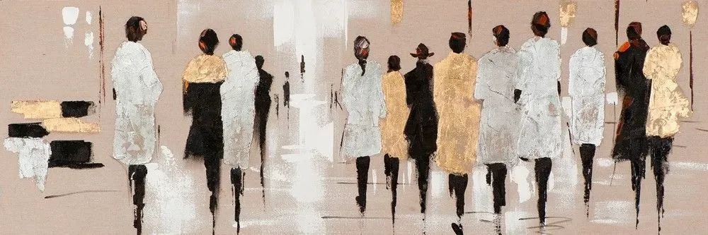 Gemälde MODENSCHAU GOLD/SILBER (LB 50x150 cm) - bunt - LB 50x150 cm