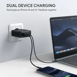 Aukey USB-C Ladegerät mit Dynamic Detect & GaNFast Tech, USB-Ladegerät mit 60W