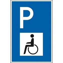 Schild I Parkplatzschild mit Behindertensymbol, spitze Ecken, Kunststoff, 250x400mm