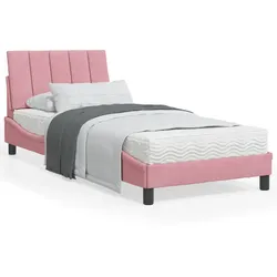 Bett mit Matratze Rosa 90x190 cm Samt