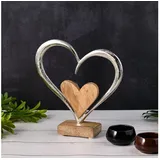 Marrakesch Orient & Mediterran Interior Dekoaufsteller Herz Amour Motiv 3 modern aus Holz und Aluminium 20 cm