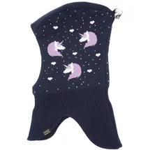 Maximo Girl-Schlupfmütze Jacquard Einhorn blau 49-51 cm